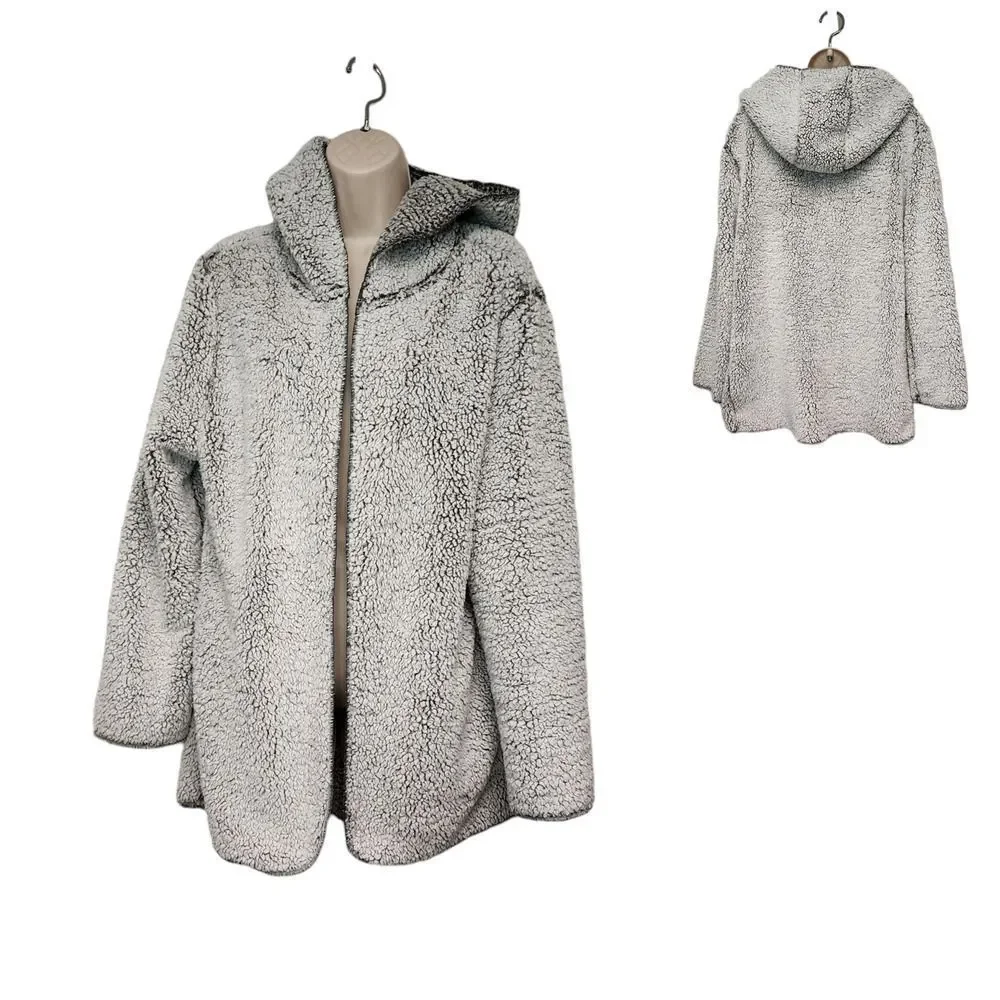 Victoria's Secret Fleece Gray Open Hooded Jacket Size M/L